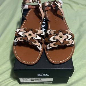 Brand New Coach sandals -size 7.5, color beechwood/saddle/chalk